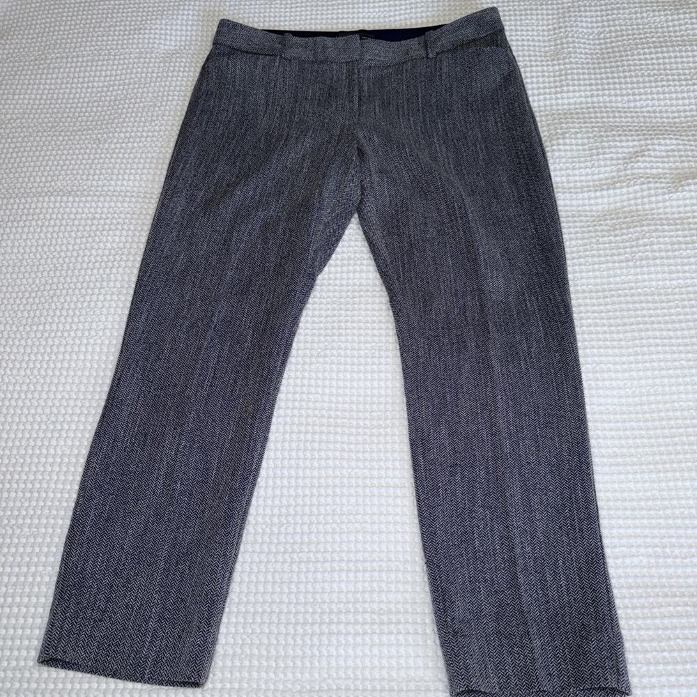 The Limited Drew Fit Navy Blue Herringbone Ankle Pants Womens 12 Academia EUC